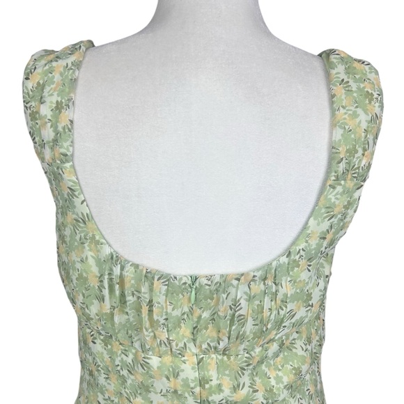 Y2K Connected Fairy Core Dress 14 Whimsical Earthy Leaves Green Flowy - Picture 6 of 10